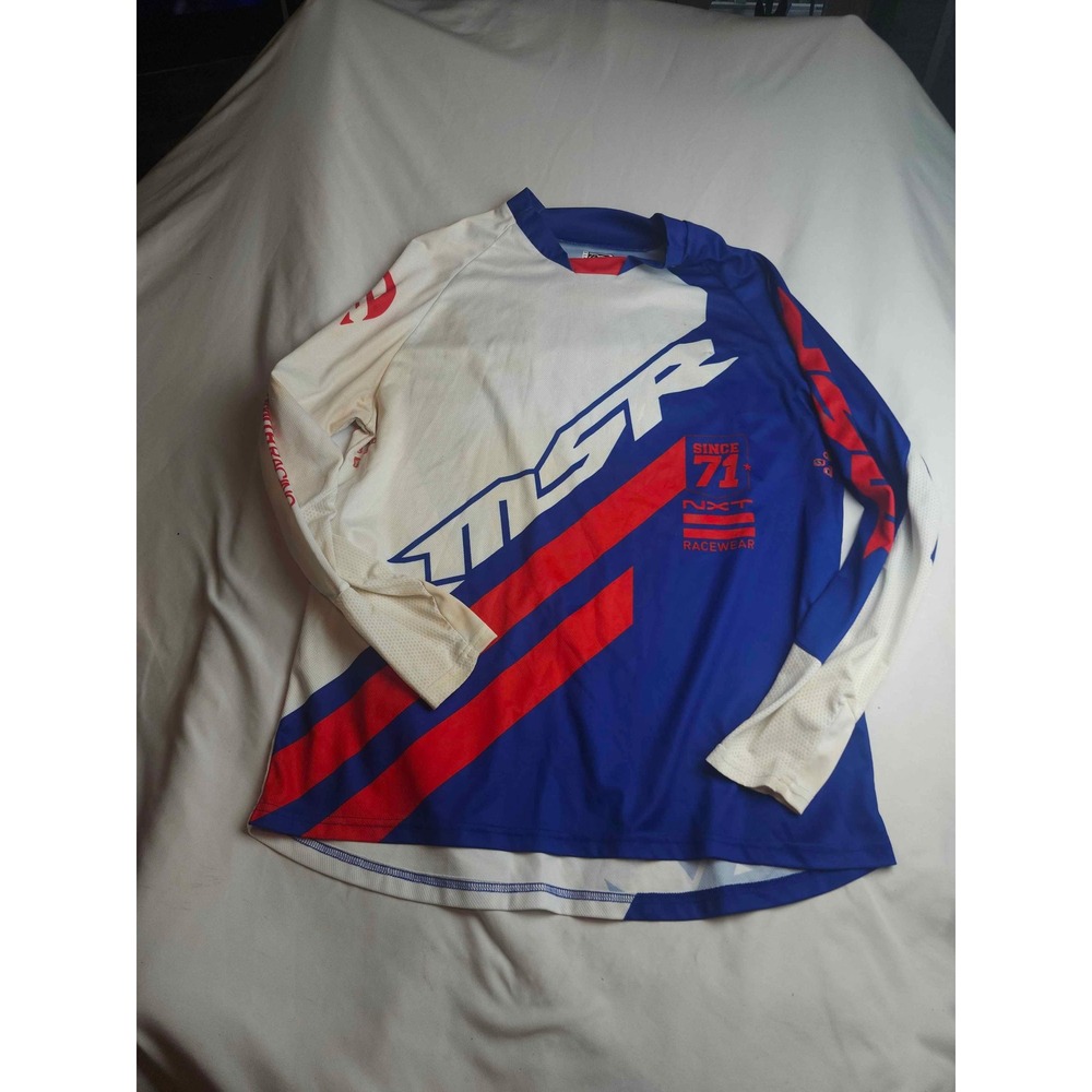 MSR NXT Racewear Motocross Jersey Mens XL Blue White Long Sleeve Dirt Bike